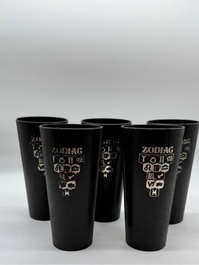 Vintage Zodiac Black Ceramic Tumbler - Set of 5